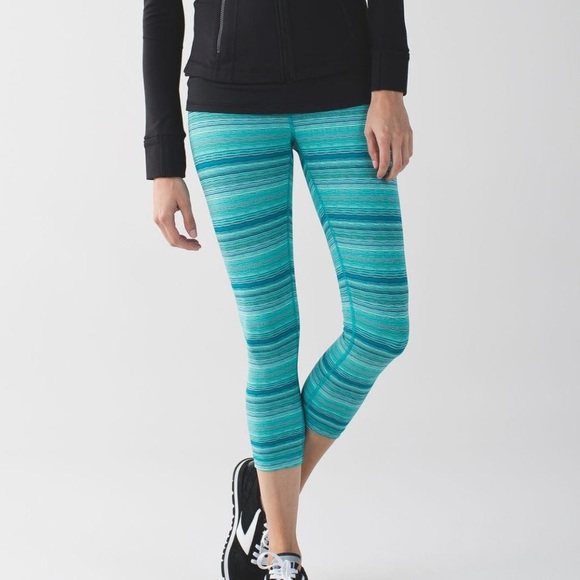 lululemon athletica Pants - Lululemon Wunder Under Crop Space Dye Twist Teal 6